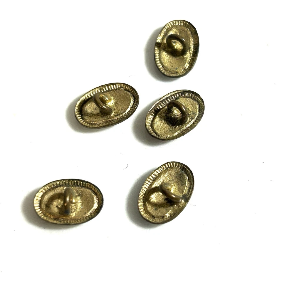 "Antiguos botones victorianos esmaltados a mano lote de 5 respaldos de latón florales 3/8""" Foto 2 de 4