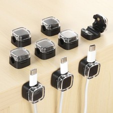 9Pack Cord Organizer Holder, Rectangle Cable Clips, Clear/Black