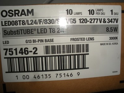 2' LED tube lamp 8.5w T8 Osram SubstiTUBE lot/10pcs direct replacement 75146-2
