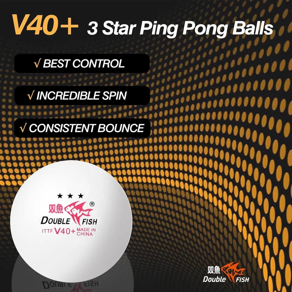 Pelotas de Ping Pong DOUBLE FISH - Blanco y Naranja 3 Estrellas 6 piezas +  Foto 3 de 4