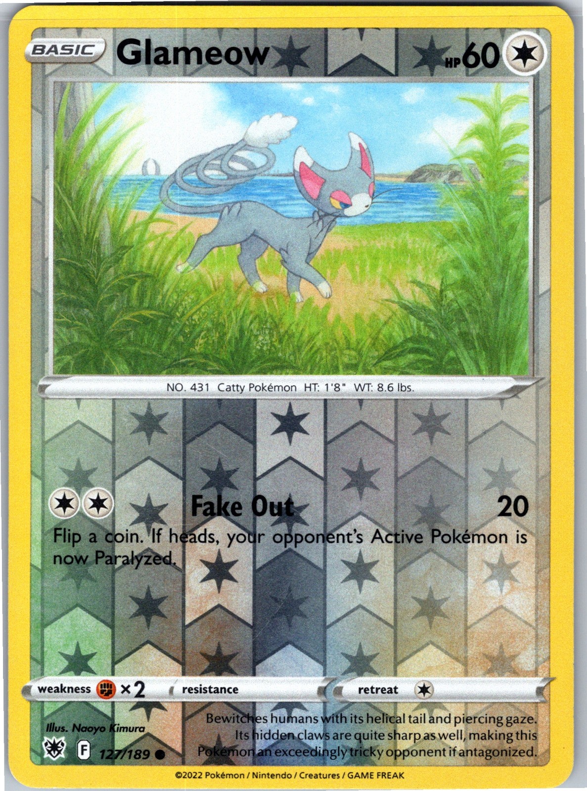 Glameow Common SWSH10: Astral Radiance Reverse Holo 127/189 Pokemon Card LP