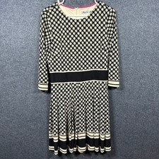 Eliza J Geometric Print Fit Flare Dress Black Cream Size 8