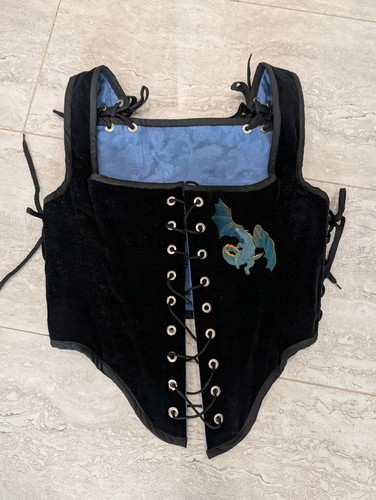 Handmade Dragon Boned Corset Bodice Reversible Velvet Ren Faire LARP Medieval
