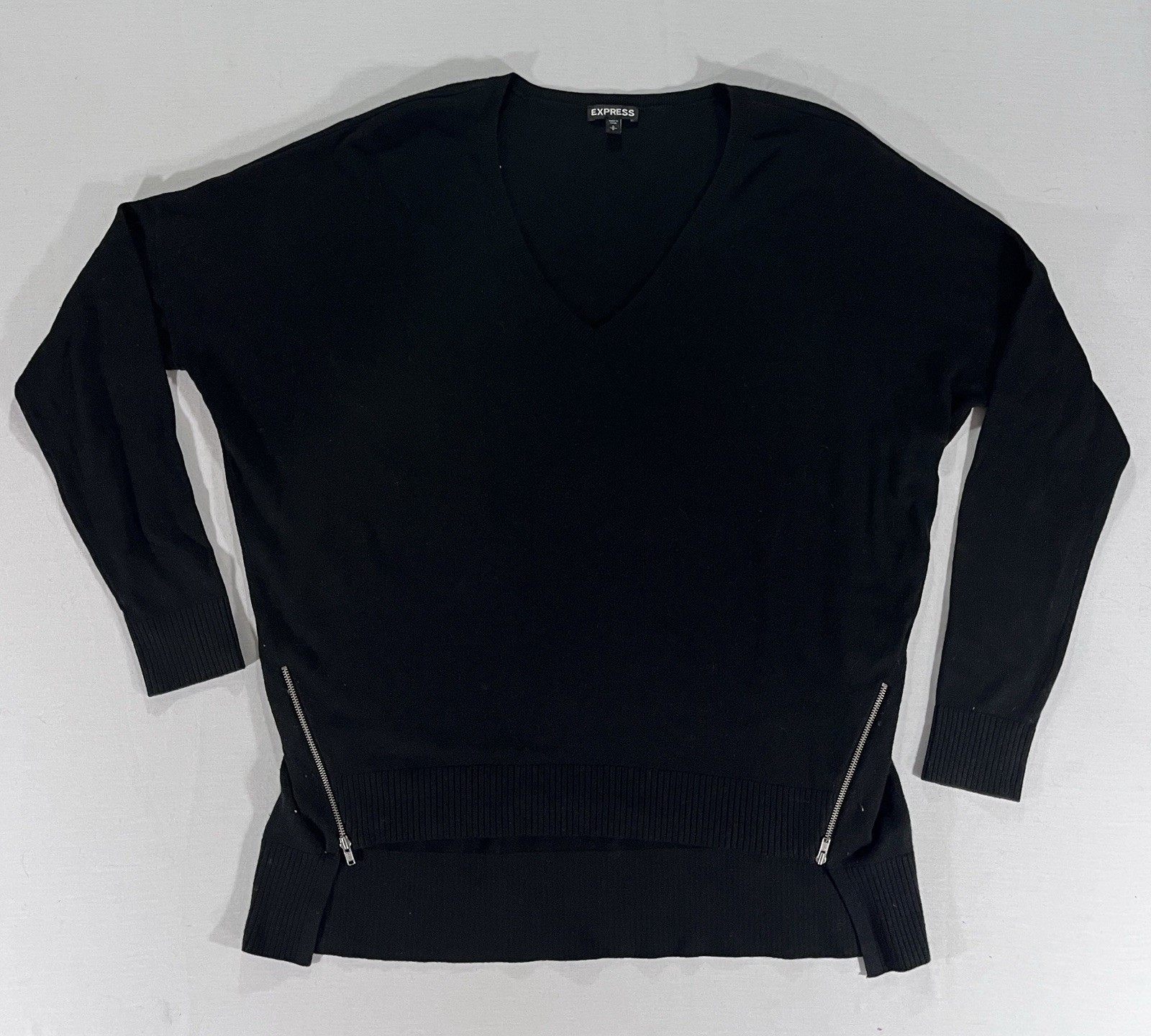 Express V Neck Sweater Women’s Size S Black Pullover