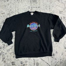 Vintage 90s Hard Rock Cafe Las Vegas Crewneck Black Made In USA Size L