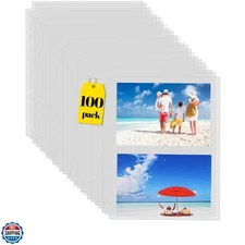 100 Pack Heavy Duty Photos or Postcards Page Protectors, Plastic Clear Photo ...