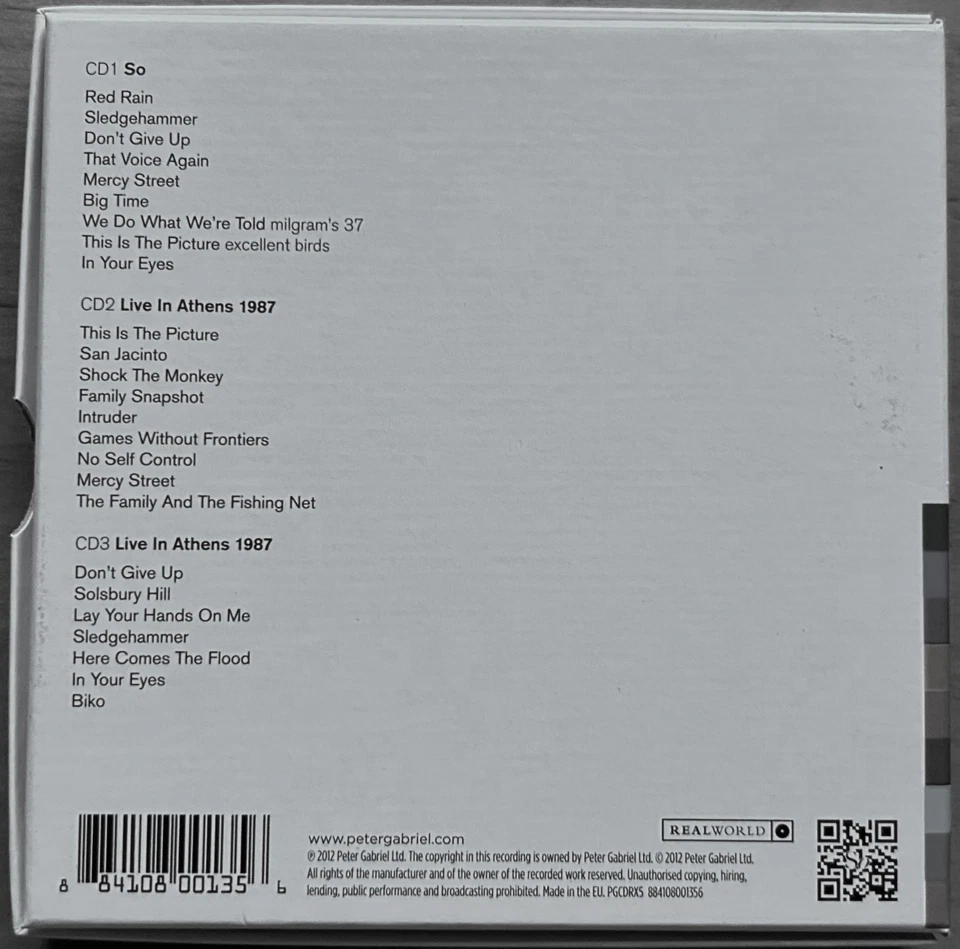 Peter Gabriel - SO - 25th Anniversary - Ltd. Edt. 3CD Deluxe Box Set - MINT! - Bild 2 von 4