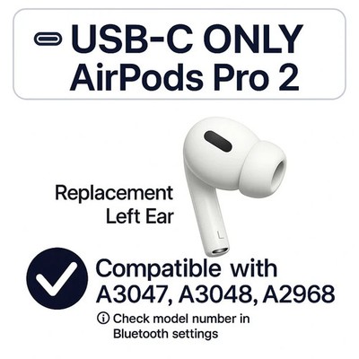 Apple AirPods Pro 2 USB-C LEFT Ear Replacement A3048 – Genuine OEM