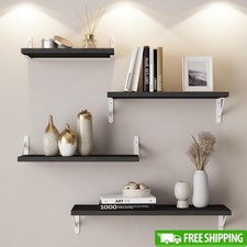 Floating Wall Shelves Rustic Space Saving Multi-Functional Storage Decor Set New