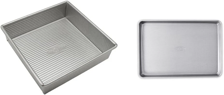 Bakeware Square Cake Pan 8 inch Nonstick & Quick Release Coating & Bakeware Half