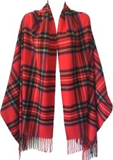 Women Oversized Scottish Clan Tartan Plaid Cashmere Feel Shawl Wrap Winter Scarf