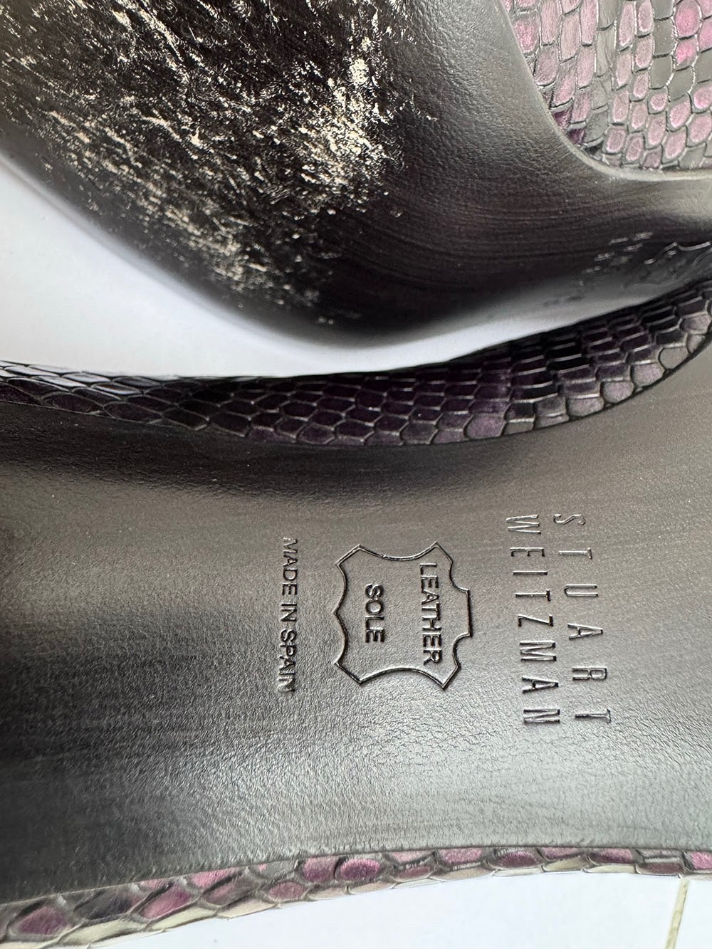 Stuart Weitzman Python Snake Purple Metallic high… - image 11