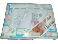 VTG Satin-Edged Single-stitched BABY CRIB Union Made Deadstock Floral Animal