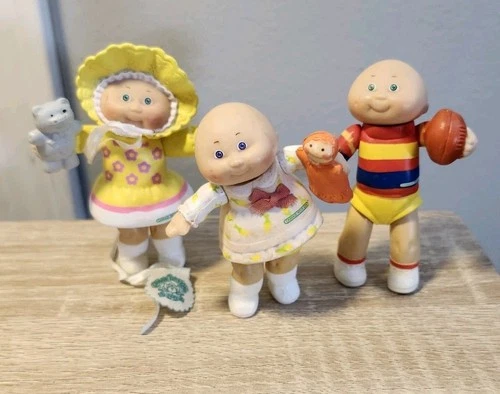 Lot of 3 Original Vintage Cabbage Patch Kids Miniature PVC Poseable Figures 1984