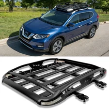 For Nissan Rogue 50" Roof Rack Cargo Basket Carrier + Cross Bars with LED Lights