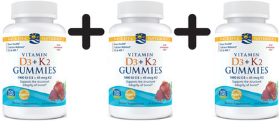 3 x Nordic Naturals Vitamin D3+K2 Gummies, Pomegranate - 60 (444,17 EUR/kg)