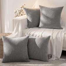 Set of 4 Grey Throw Pillow Covers 24x24 Inch, Neutral Boho Farmhouse Aestheti...