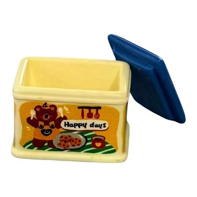 Tiny Bear Print Cookie Tin for Mini Kitchen Shelf and Table Layout Pretend Play