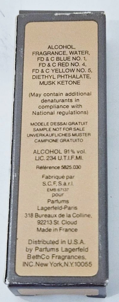 Vintage Karl LAGERFELD COLOGNE .17 fl. oz. 5ml Men Cologne ~Travel Size ~NIB - Image 3 of 3