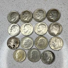 Lot of 15 1964 Roosevelt Silver Dimes Circulated 10C Uncertified Philadelphia