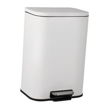 13.2 Gallon Brushed Stainless Steel Trash Can with Soft-Close Lid, White50L
