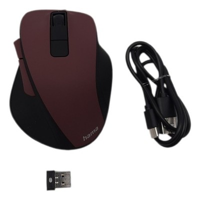 Hama ergonomische Maus (Funkmaus, 6 Tasten, 2,4GHz, BlueWave, 800/1200/1600dpi,