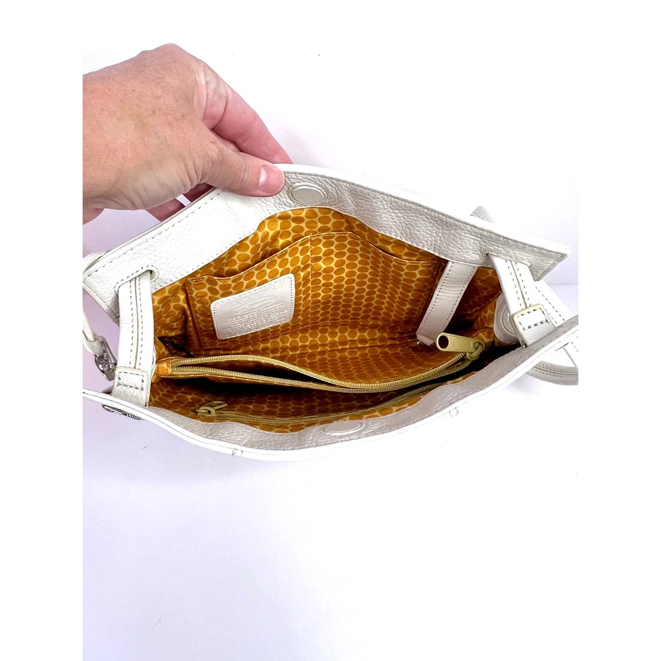 Bolso Cartera de Hombro de Cuero Blanco Brighton Colorido Tejido Frontal Foto 4 de 4