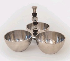 Server 3 Section Stainless Steel Server Ornamental Beads Great Shape From India 