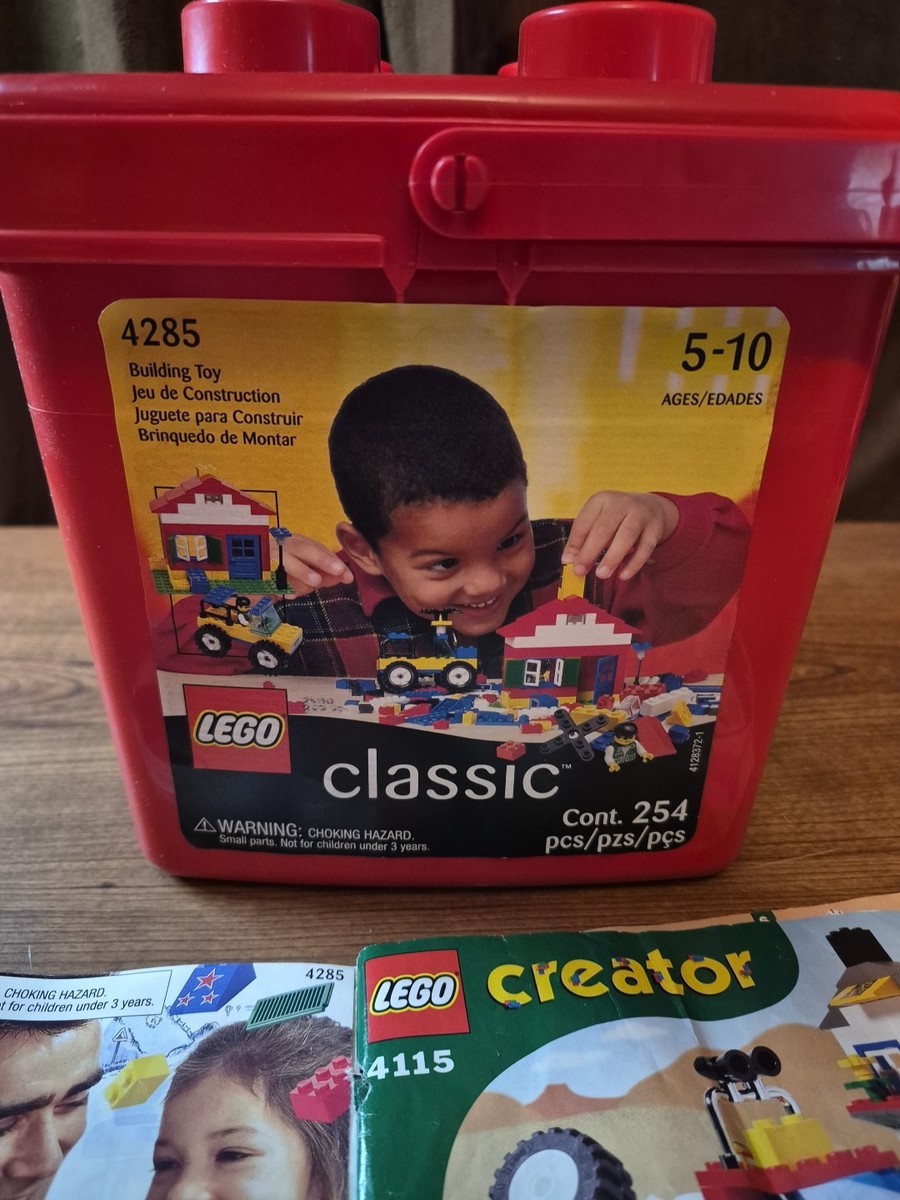 1999 Lego Classic Red Plastic Bucket 4285 Ages 5-10/ Extra Legos