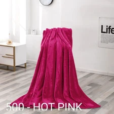 500-K HOT PINK ( 2024 ) KING SOLID SHINY FLANNEL BLANKET