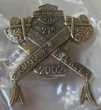 HARLEY DAVIDSON TOMAHAWK 2002 OPEN HOUSE 21st MDA HOG RALLY FALL RIDE PIN 