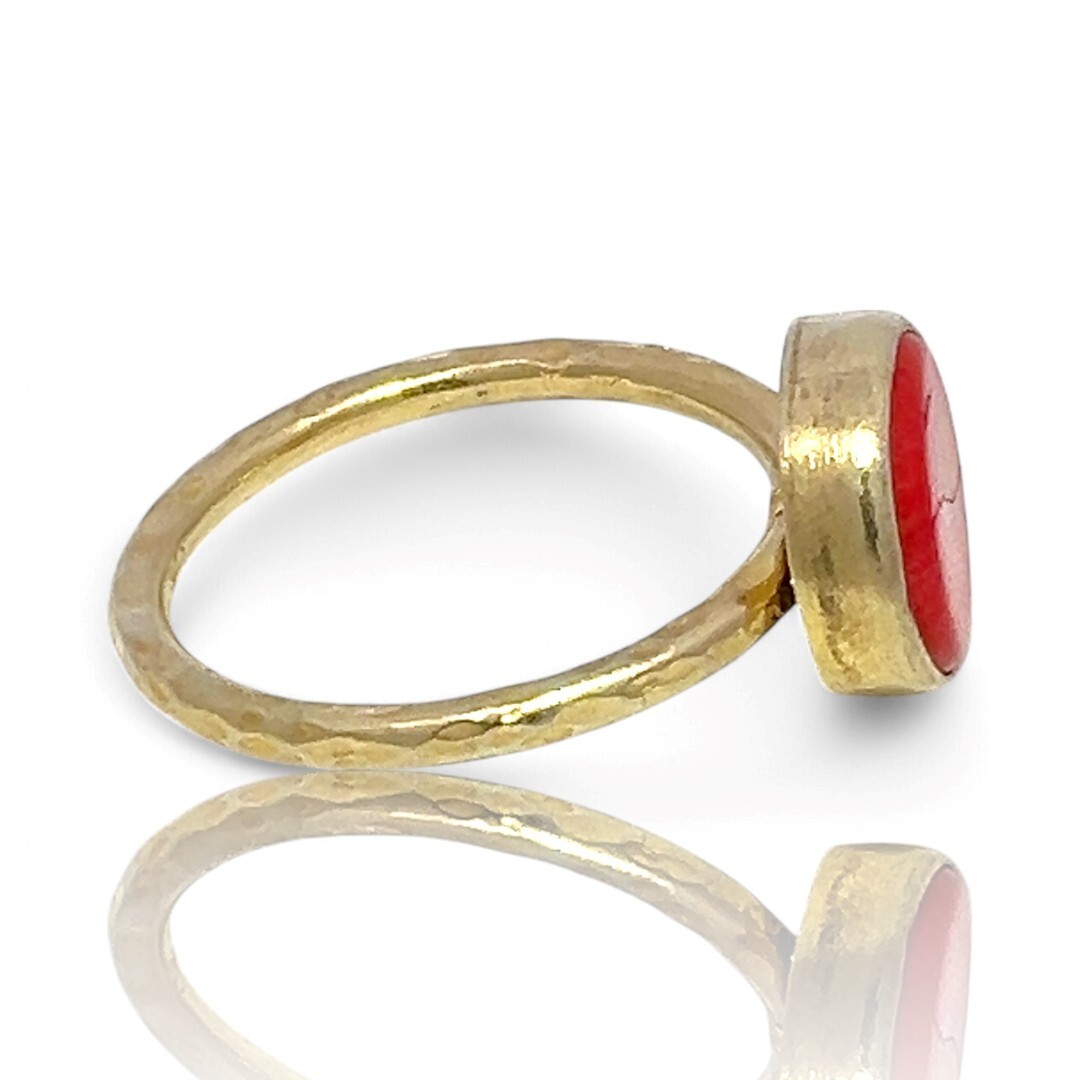 Stackable Sterling Silver Gold-Tone Orange Stone … - image 4