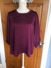 Ladies Beaded Top by M&Co Wine Size 20 NWT (RRP £34.99) **SALE**