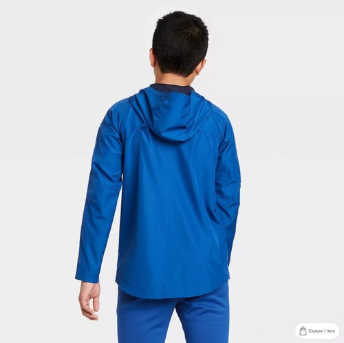 Boys' Rain Long Sleeve Front Full Length Zipper Jacket- All in Motion - Blue - L - Picture 8 of 12