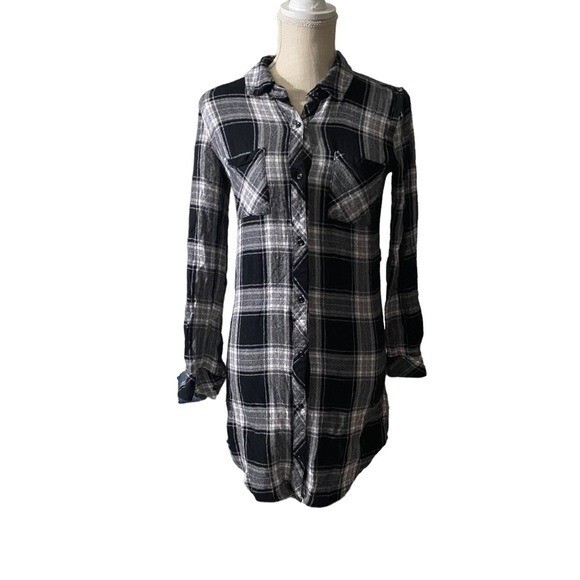 Rails Black Grey White Check Plaid Long Sleeve Button-Front Mini Dress Size XS | eBay Rails Black Grey White Check Plaid Long Sleeve Button-Front Mini Dress Size XS | eBay