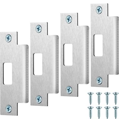 4 Pcs 4 7/8 Inch x 3 3/8 Inch x 1 1/4 Inch Deadbolt Strike Plate Stainless Ir
