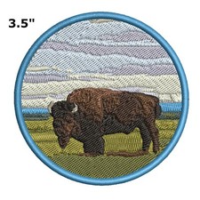 Buffalo Embroidered Patch Iron-On Applique Travel Souvenir Nature Parks Animals