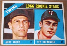 1966 Topps Minnesota Twins Rookie Stars Andy Kosco Ted Uhlaender Card #264 EX. rookie card picture