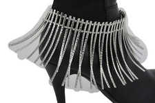 Women Boot Chain Bracelet Silver Metal Long Stud Anklet Bolky Shoe Charm Bold