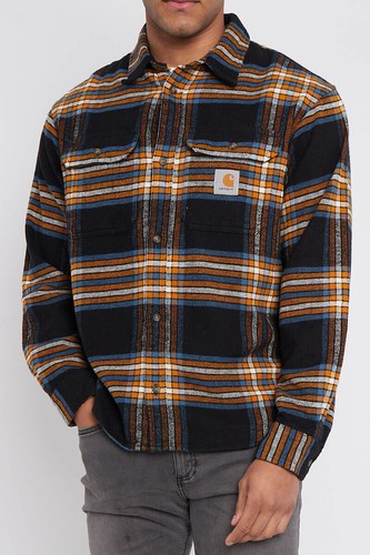 Mens Carhartt WIP Hawkins Shirt Jacket Cotton Shacket Flannel Overshirt - Picture 10 of 16