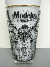 MODELO CERVEZA LIMITED EDITION BEER PINT GLASS 🔥 MEXICAN CULTURE AZTEC GOLD NEW
