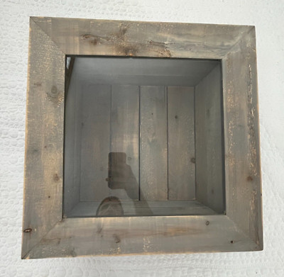 14x14 Rustic Farmhouse Shadow Box Weathered Gray Solid Reclaimed Wood 6 in deep