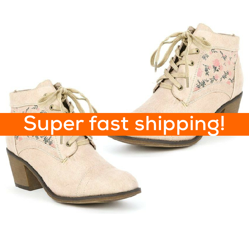 Women's Ladies Floral Ankle Boots Size 