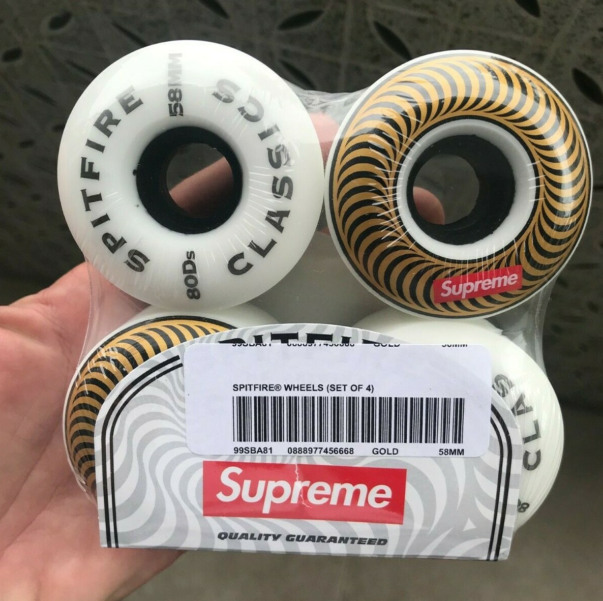【新品】Supreme Spitfire shop wheels GOLD SUPREME Spitfire NOS Gold Skateboard Wheels 58mm 80D Cruiser