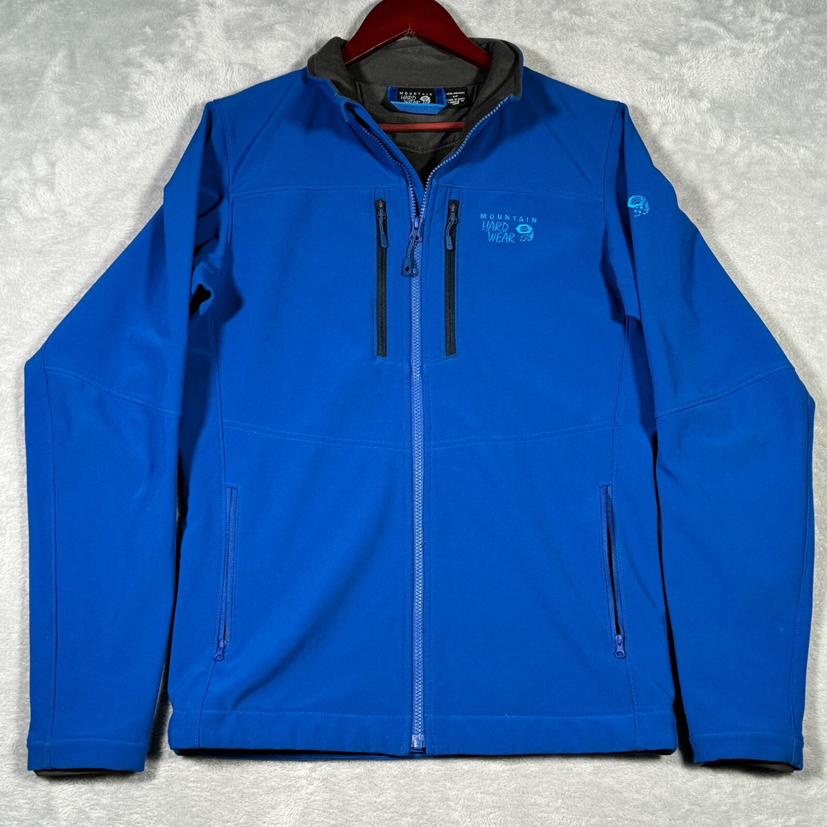 ジャケット・アウター S Mountain Hardwear SoftshellJacket Mountain Hardwear Jacket Mens Small Blue Softshell Full Zip Hueco