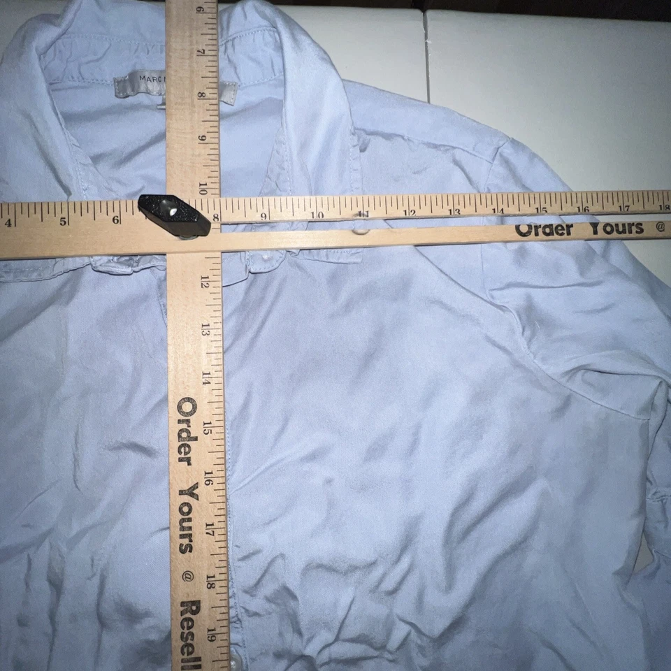 Blusa Marc New York Andrew Marc Mujer Azul Abotonada Flecos Parte Inferior Azul Mediana Foto 3 de 4