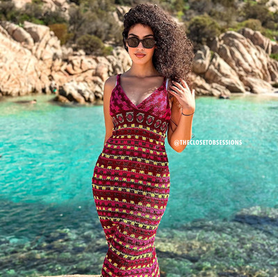 ZARA BLOGGER FAVE!!! women's Multicolored V-Neck Knit Dress NWT