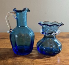 Lot of 2 Colbalt Blue Pilgrim Vases