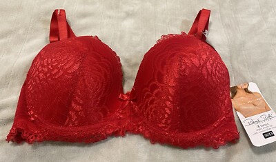 Renee Roffe Red lace Renee Rofe Bra 36D Demi Slight Push-up With Convertible Straps ...