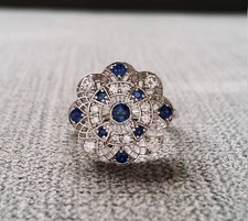 2Ct Lab-Created Blue Sapphire Stylish Art Deco Engagement Ring White Gold Plated